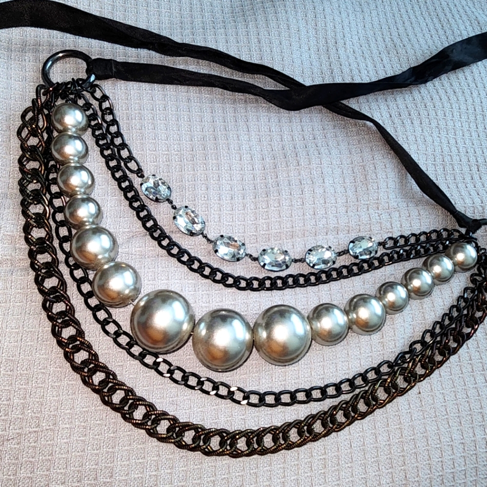 Multilayer Ribbon tie Necklace